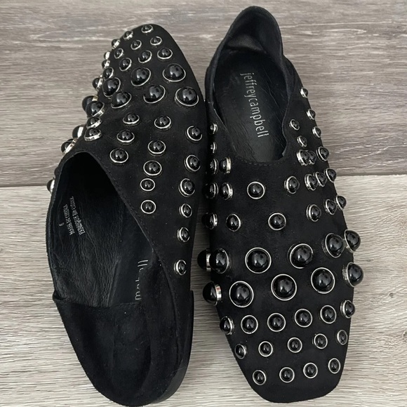 Jeffrey Campbell Black Studded Baxley Convertible Slip-On Mules Flats Size 6 - Picture 2 of 13